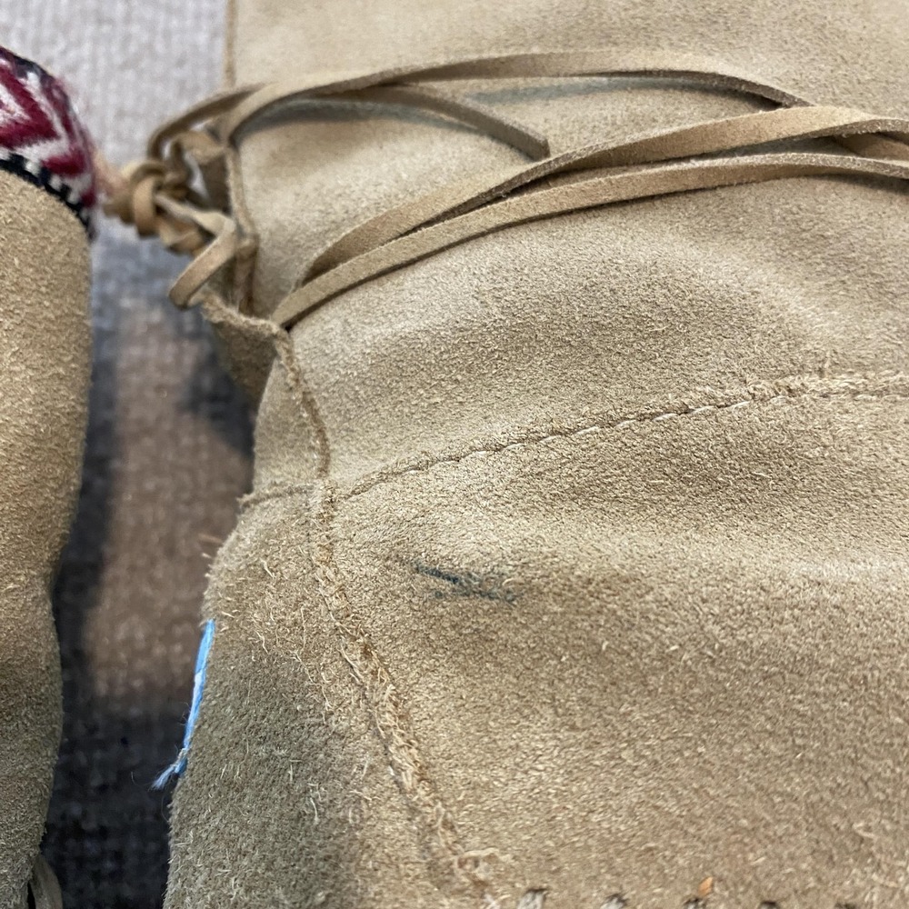 TOMS Boots Womens Size 6.5 Beige Suede Faux Fur Lined Mid Calf Boho Moccasin - Picture 3 of 12